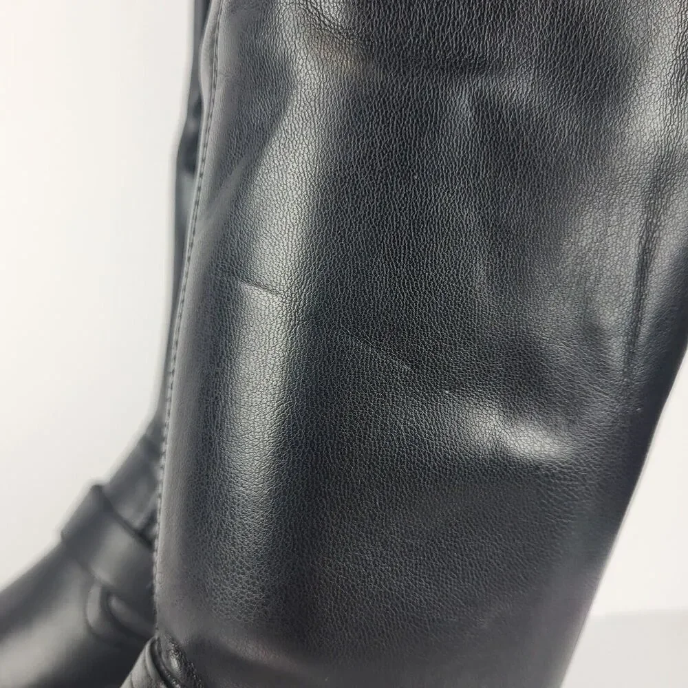 Nine West Over The Knee Buckle Faux Leather Women's Boots Black Size 8